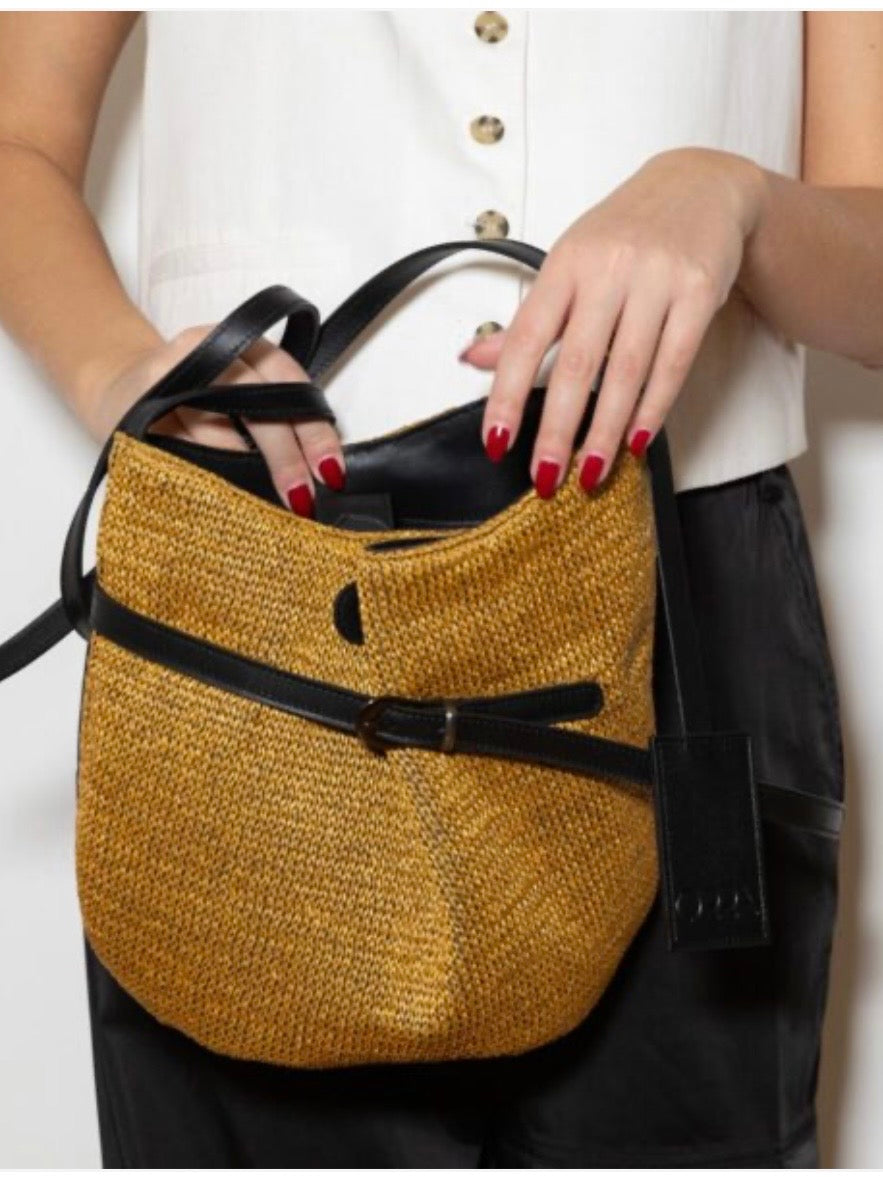 Pieta Raffia- Leather Bag