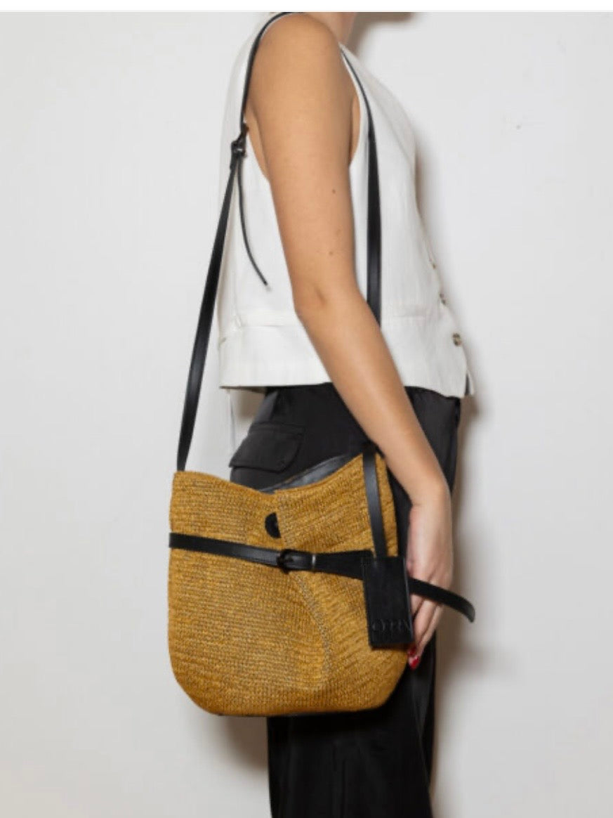 Pieta Raffia- Leather Bag